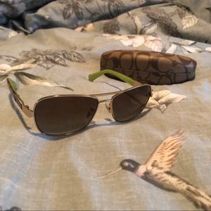 Gold/Tortoise Polarized Coach Sunglasses with Case